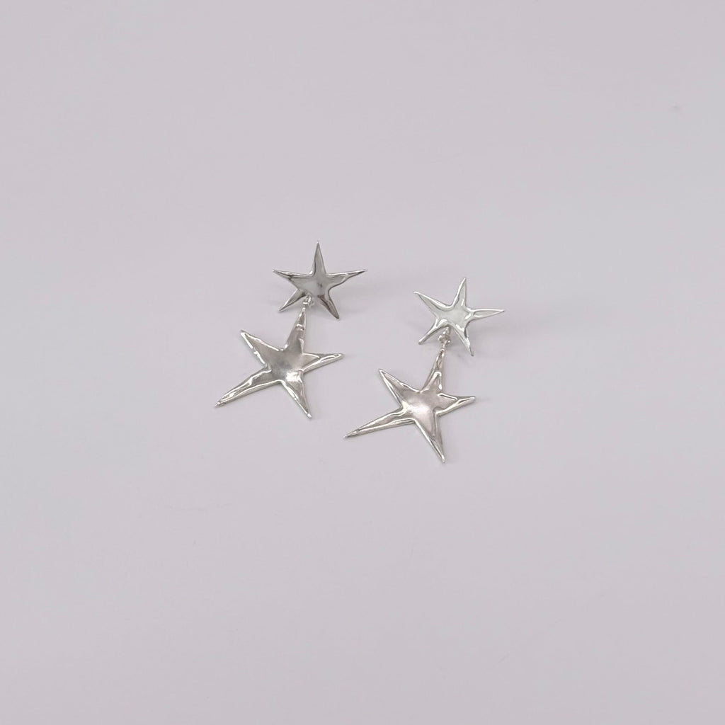 Double Wonky Star Dangle Studs
