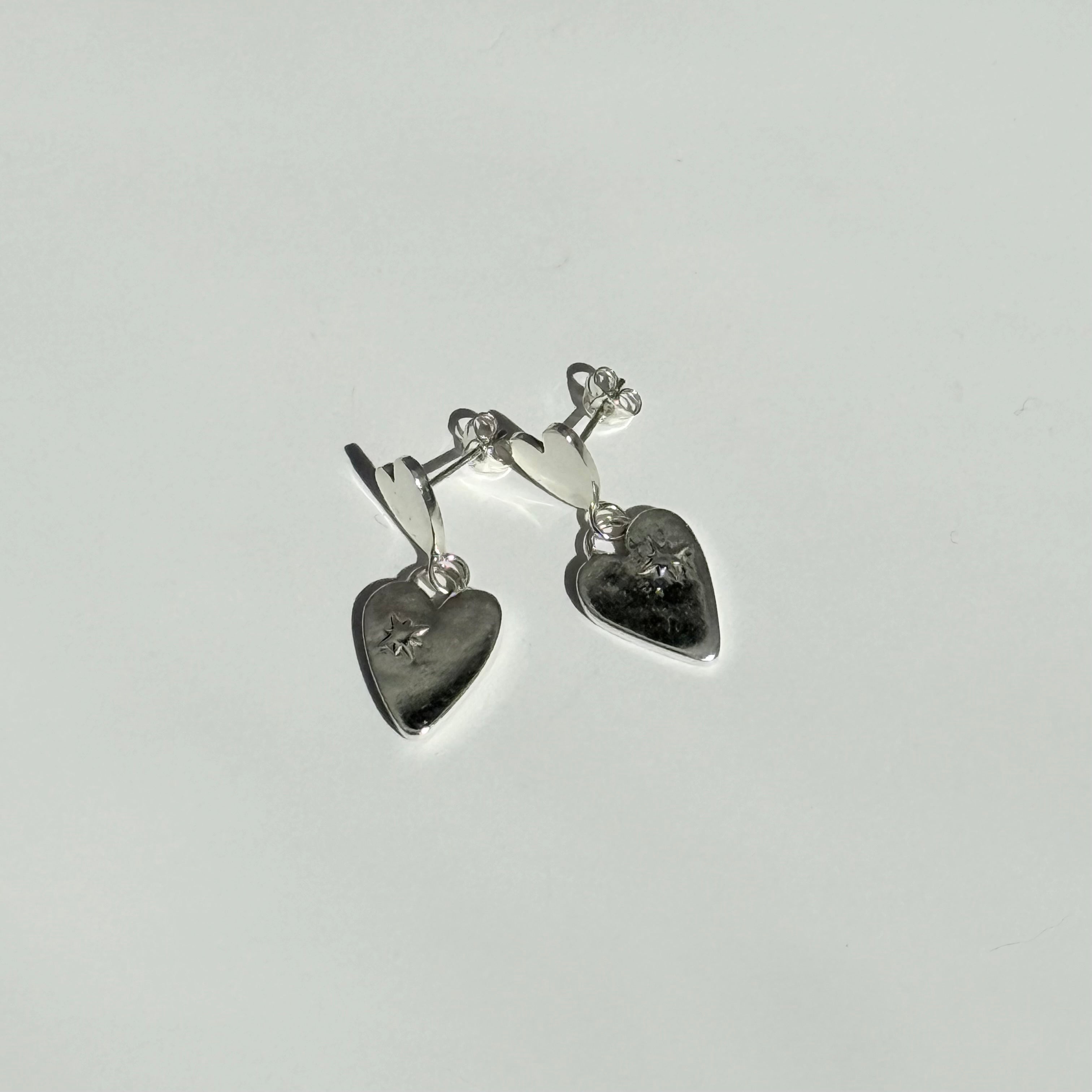 Double Heart Dangle Studs
