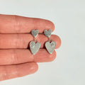Double Heart Dangle Studs