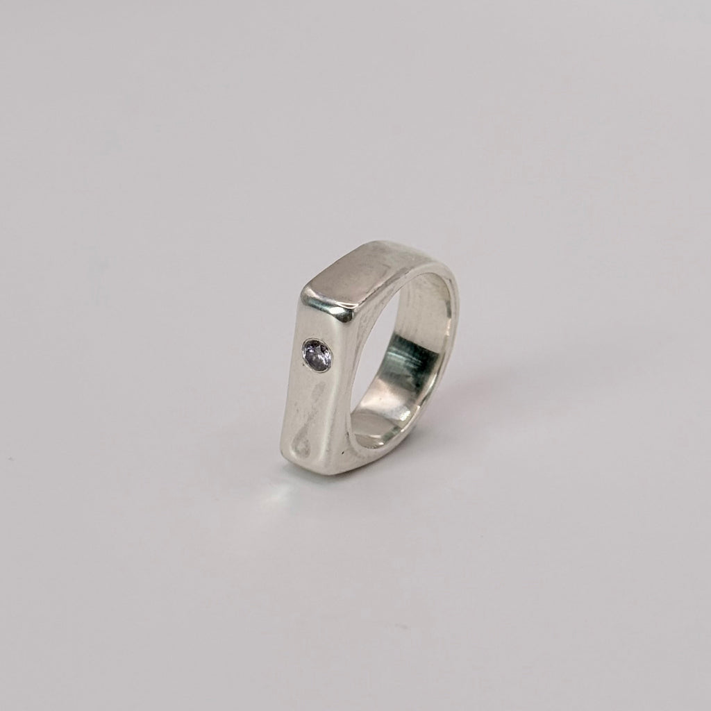Rectangle Signet Ring with Stone