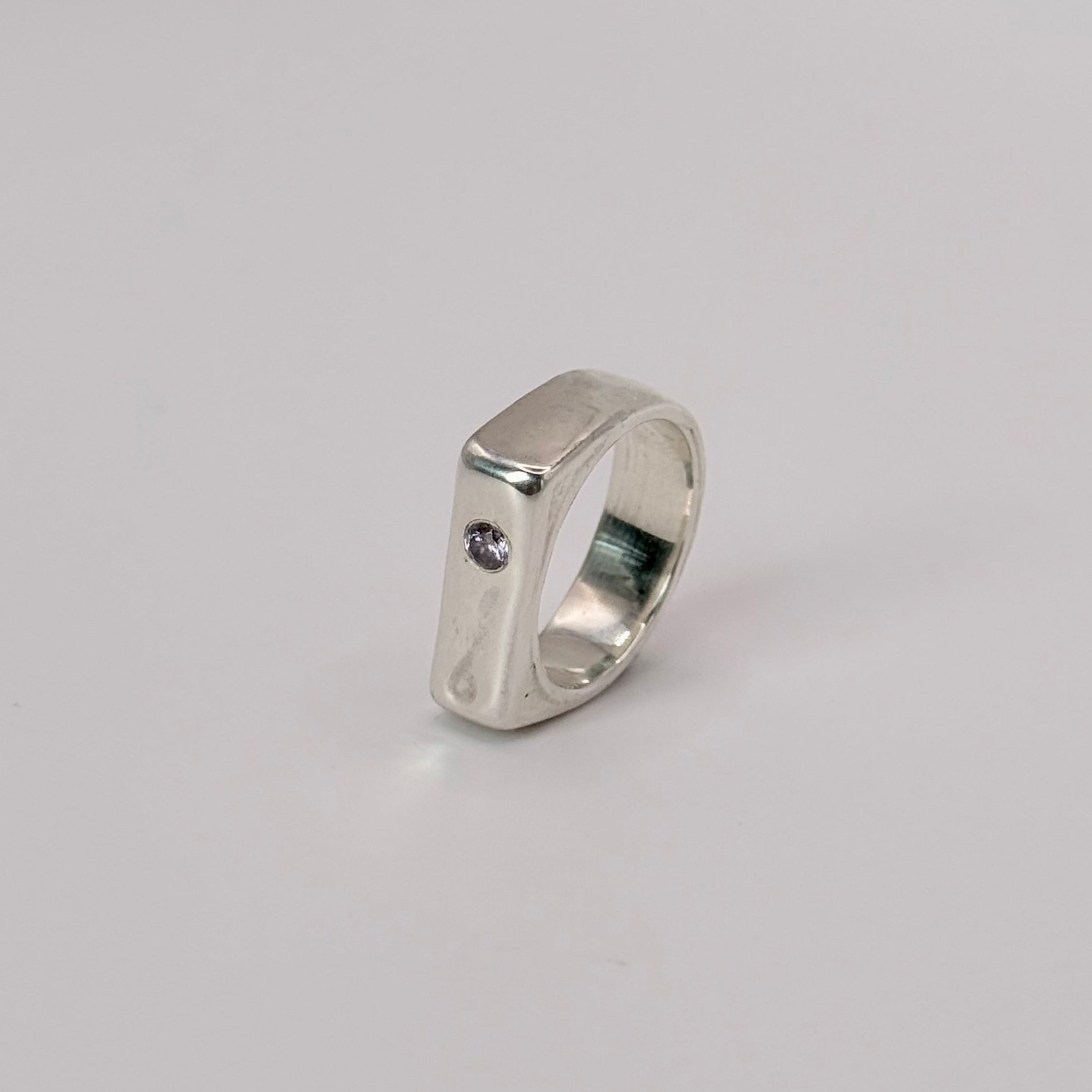Rectangle Signet Ring with Stone