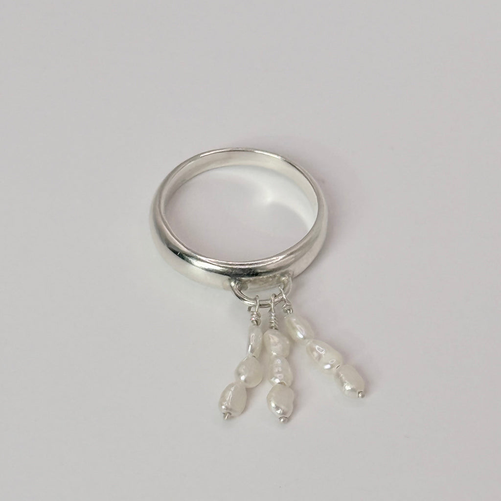Tapered Dome Ring with Freshwater Pearls