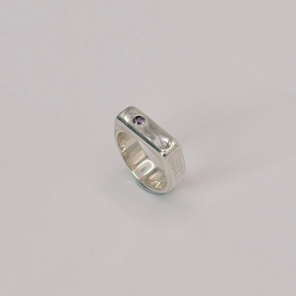 Rectangle Signet Ring with Stone