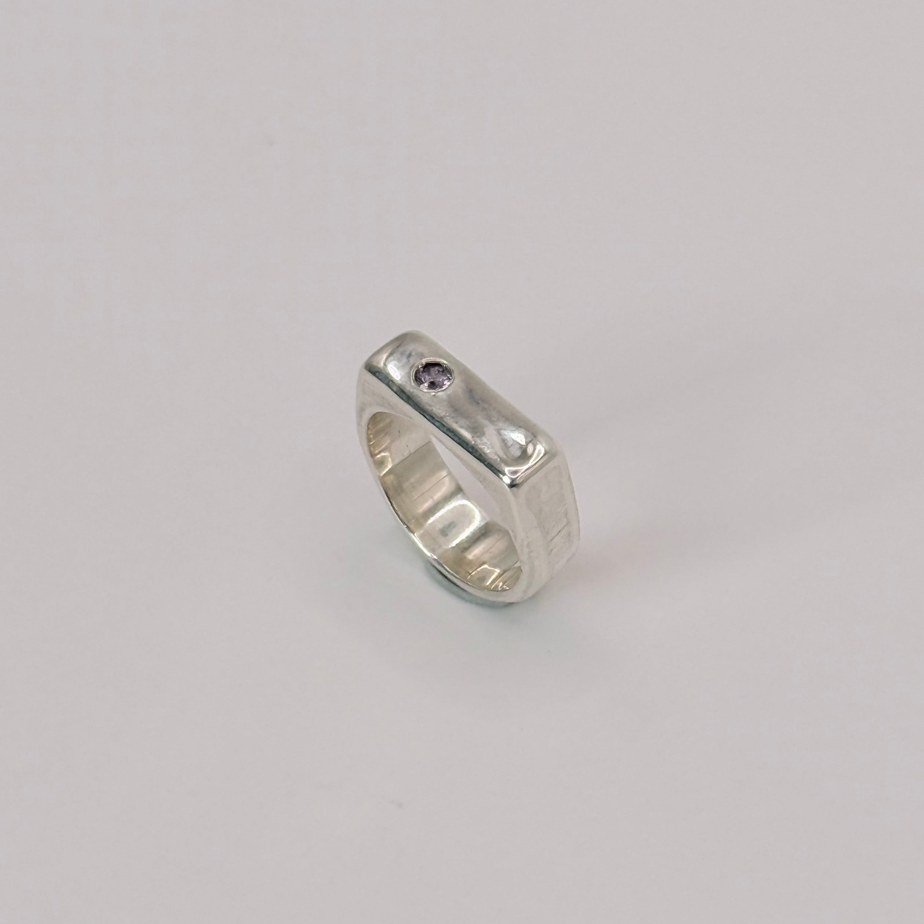 Rectangle Signet Ring with Stone