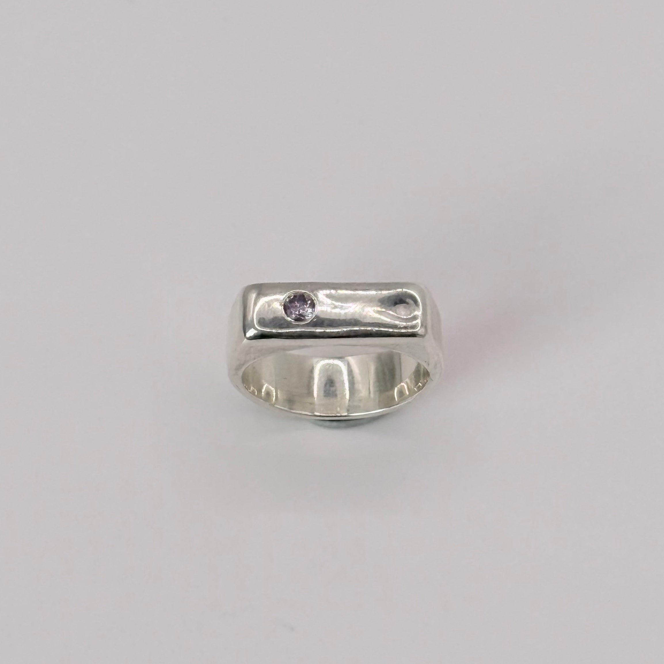 Rectangle Signet Ring with Stone