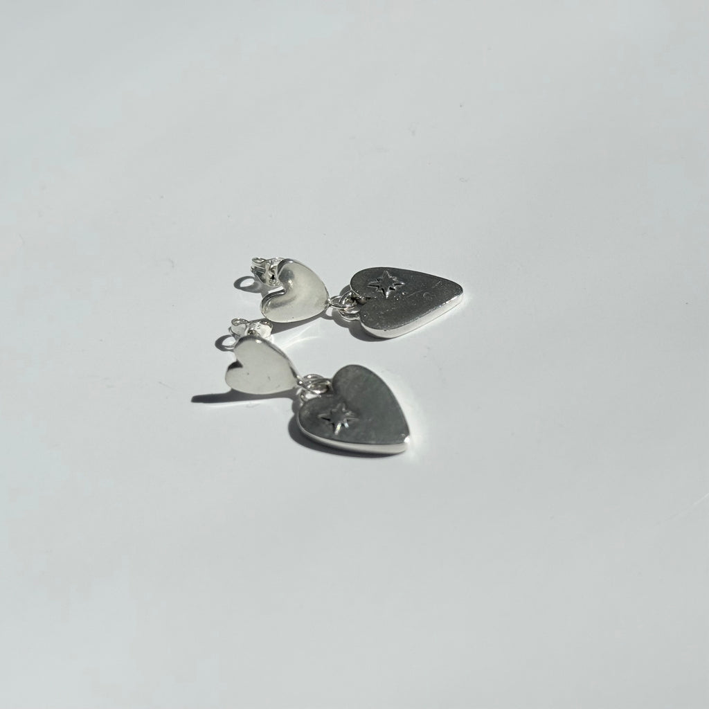 Double Heart Dangle Studs