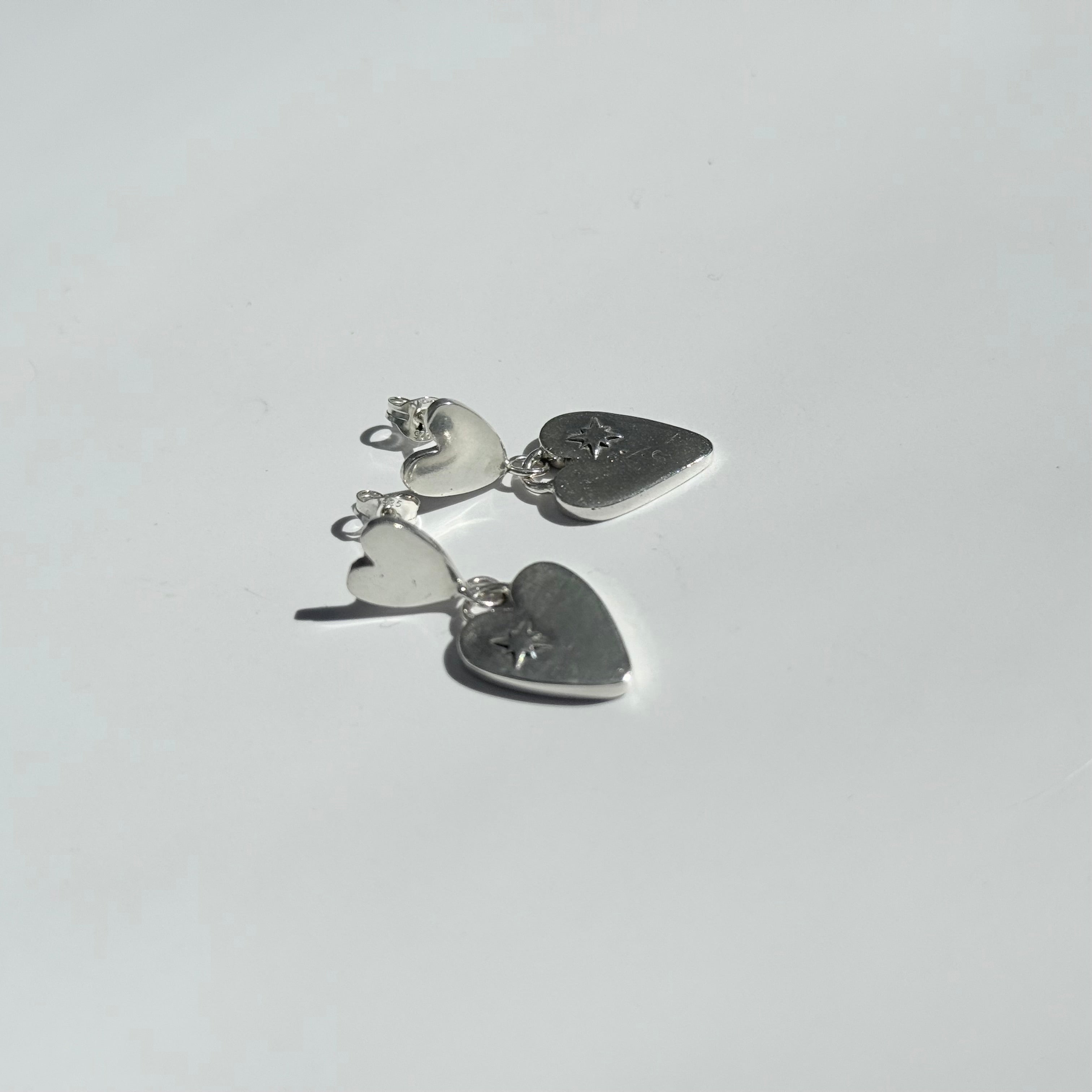 Double Heart Dangle Studs