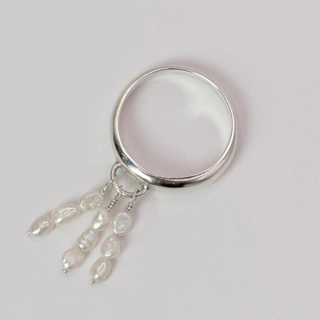 Tapered Dome Ring with Freshwater Pearls