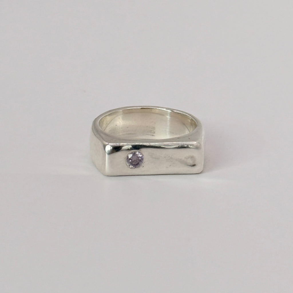 Rectangle Signet Ring with Stone