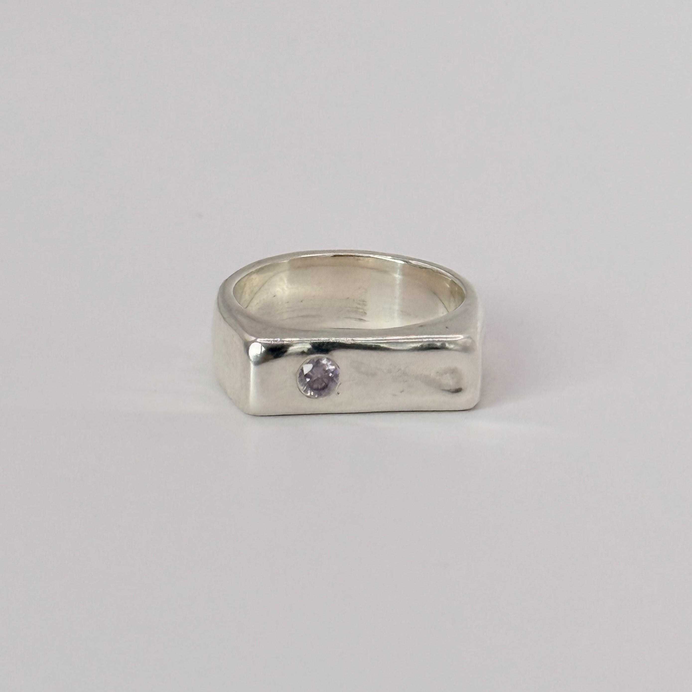 Rectangle Signet Ring with Stone