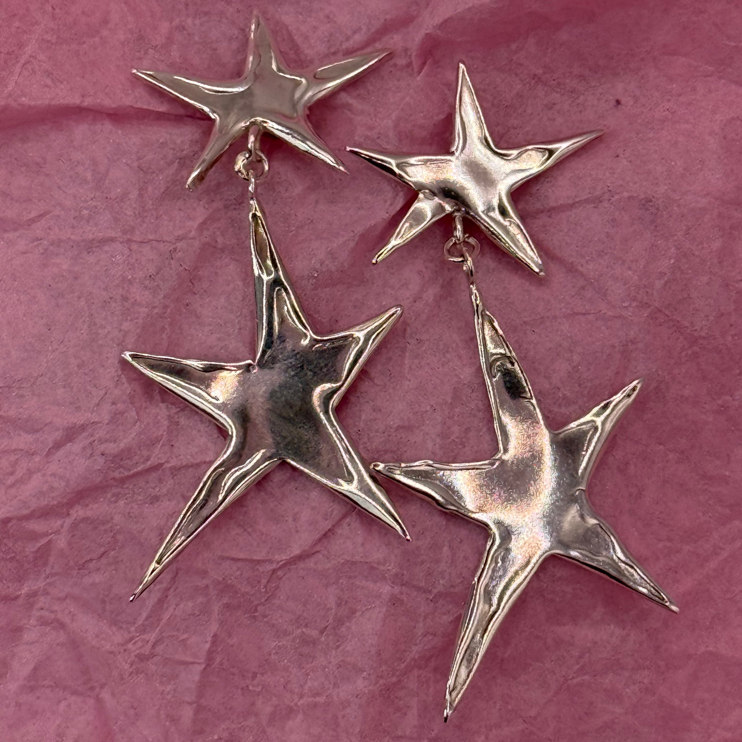Double Wonky Star Dangle Studs