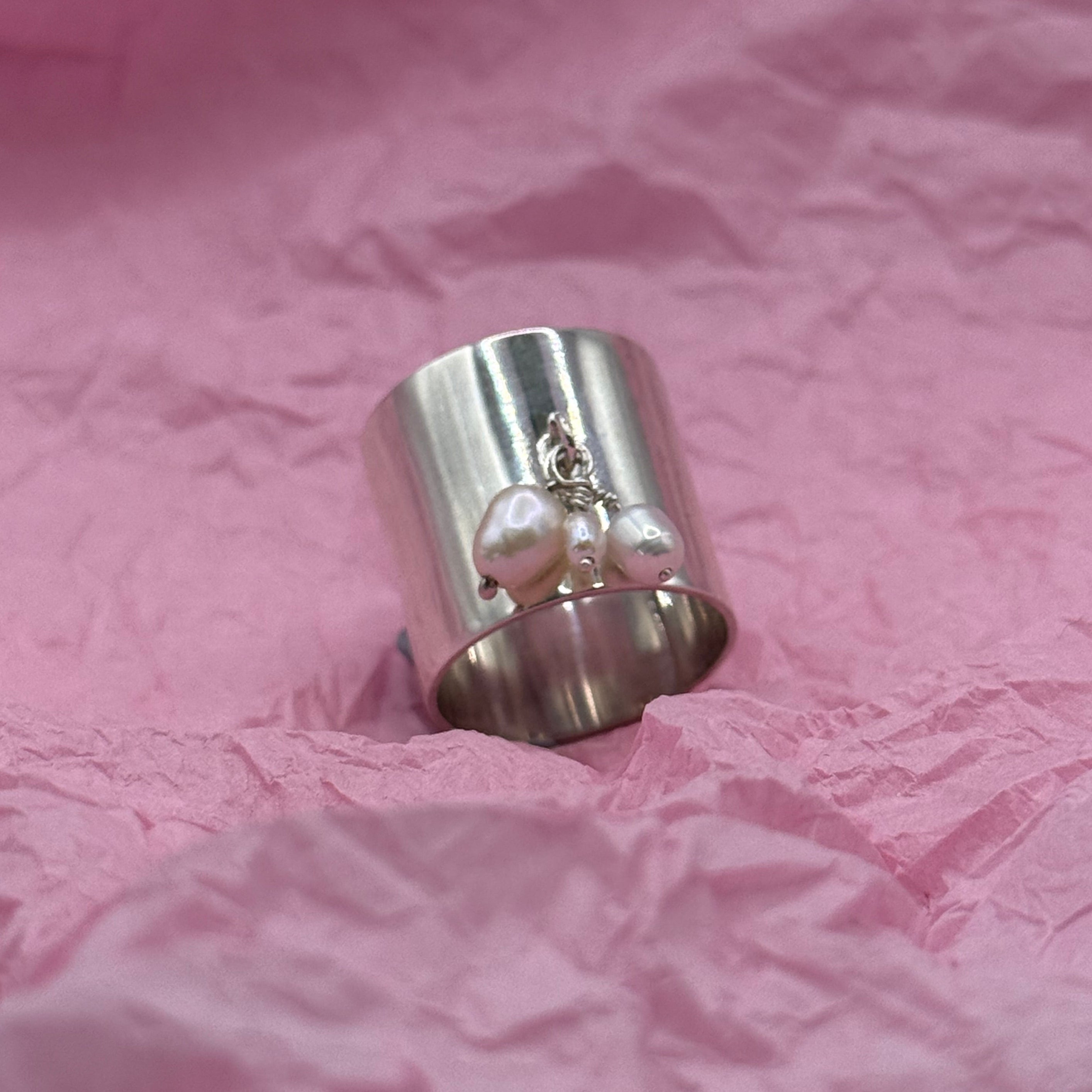 Triple Pearl Statement Ring