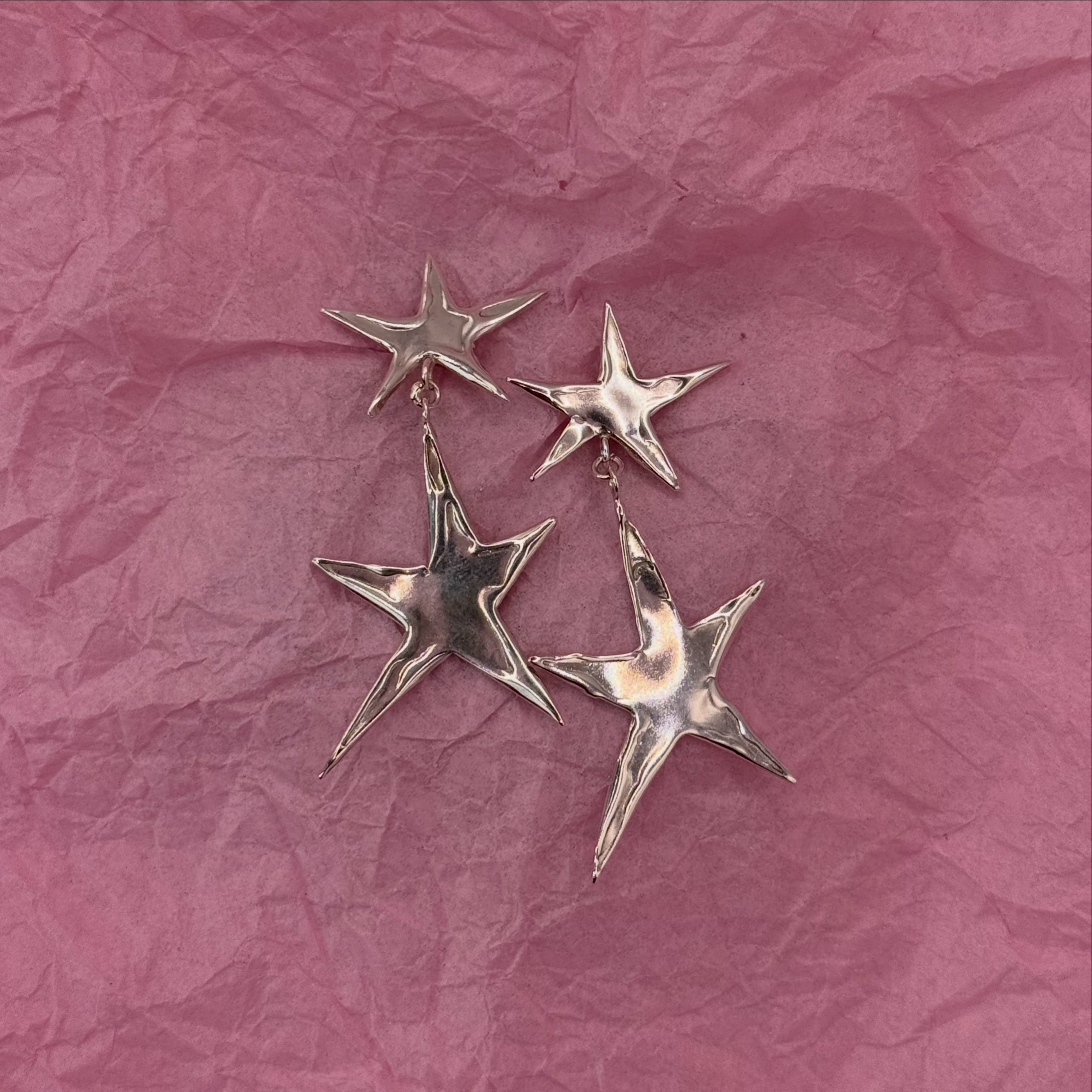 Double Wonky Star Dangle Studs