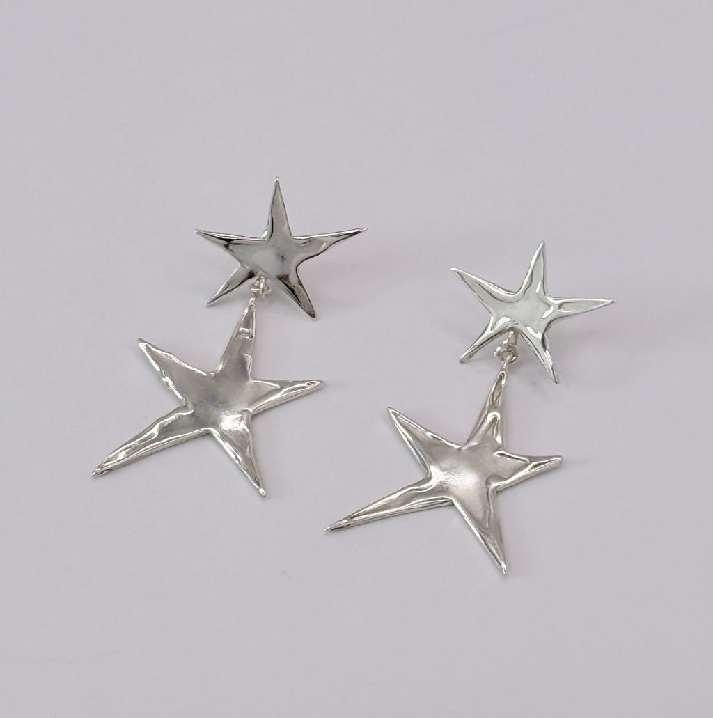 Double Wonky Star Dangle Studs
