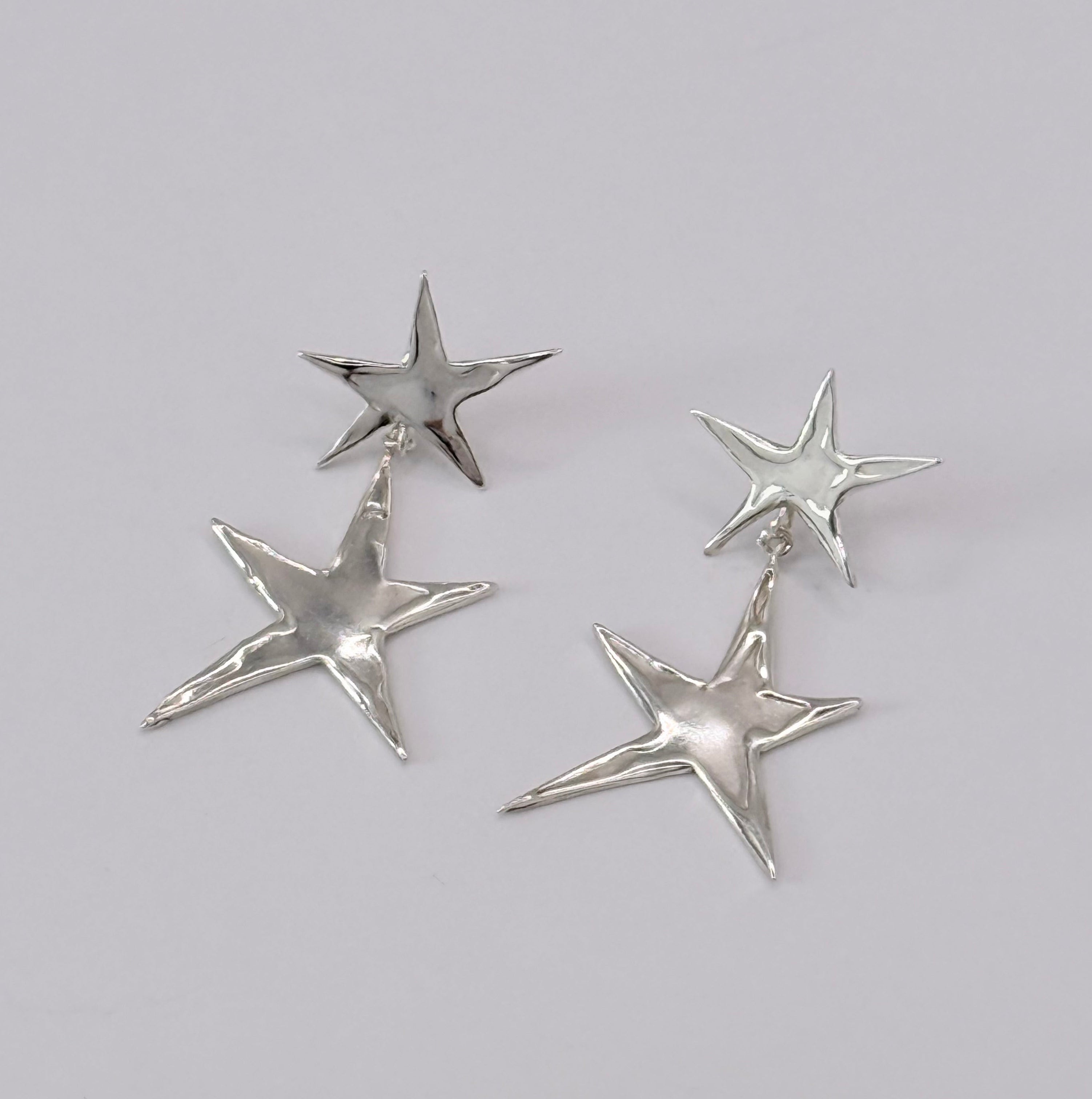 Double Wonky Star Dangle Studs