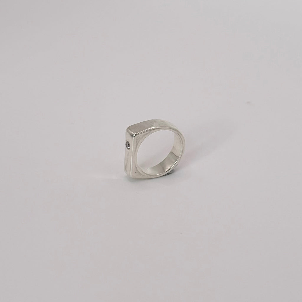 Rectangle Signet Ring with Stone